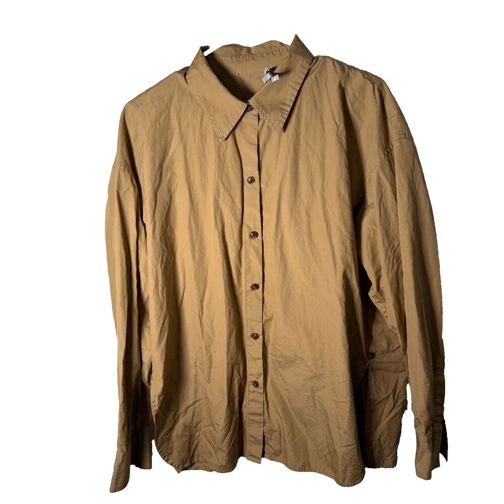 Vince Shirt Women's XL Brown Button Down Long Sleeve Cotton Collared Solid
